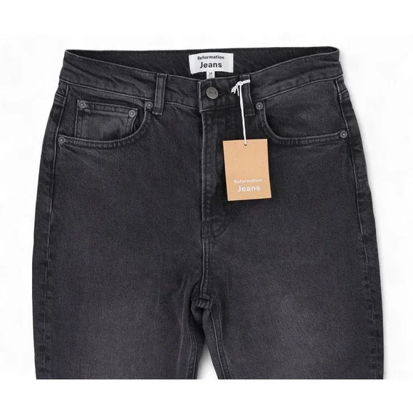 Reformation Peyton High Rise Bootcut Jeans Women 28 Black Straight Leg Denim NWT - Picture 4 of 15